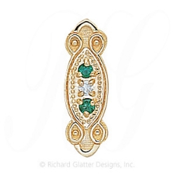 GS397 D/E - 14 Karat Gold Slide with Diamond center and Emerald accents 